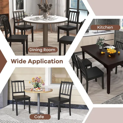 Vista 4 de NAFORT Juego de 2 sillas de comedor de madera, color negro, sillas de cocina sin brazos con marco de madera de goma maciza, almohadillas