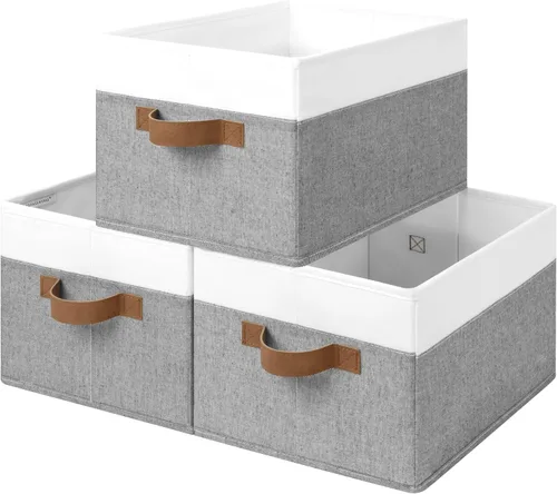 Vista 13 de StorageWorks - Canastas de almacenamiento para estantes, contenedores de tela plegables para armario con asas, contenedores de almacenamiento