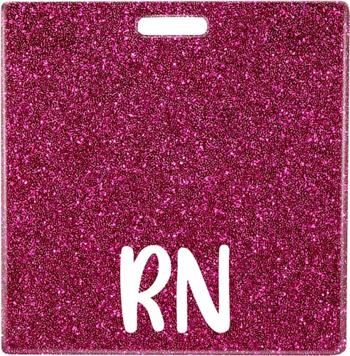 Vista 10 de Plifal RN Badge Buddy - Tarjetero para enfermera, accesorios de enfermería, con purpurina azul claro, horizontal, identificación con nombre