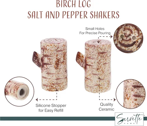 Vista 2 de Salero y pimentero de troncos de abedul para fiesta de boda, salero pequeño
