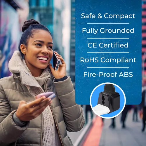 Vista 9 de Enchufe adaptador Orei de red eléctrica de EE.UU a red de India 2 en 1 Tipo B - EE.UU. / Japón Paquete de 4