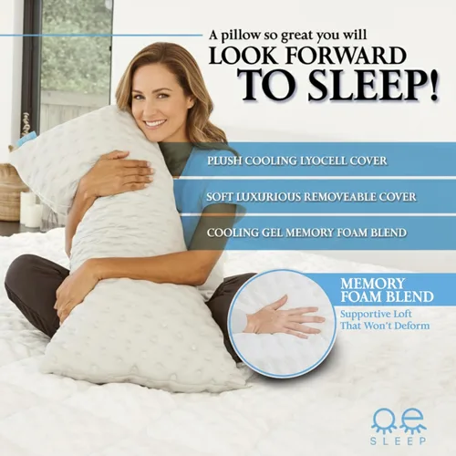 Vista 3 de Almohada de cama para personas que duermen de lado y de espalda, almohada refrescante curvada para aliviar el dolor de cuello y hombros, almohada