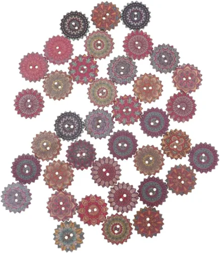 Vista 7 de EXCEART 200 botones para abrigos, bonitos botones de madera hechos a mano, botones de madera de flores, botones decorativos de madera