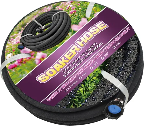 Vista 8 de Short Soaker Hose 8ft -5/8 Round Rubber Garden Soaker Hoses, Heavy Duty Irrigation Drip Hose, Water Seeper Soaking Hose for Gardens, Flower Beds And