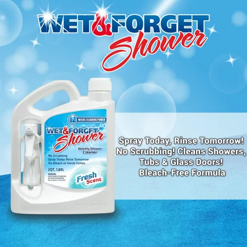Vista 2 de Wet & Forget Limpiador de ducha en aerosol para aplicación semanal multisuperficie, no requiere fregar, fórmula sin blanqueador, listo para usar