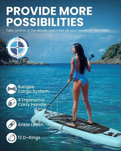 Vista 6 de Inflatable Stand Up Paddle Board with Premium SUP Accessories & Camera Mount, Inflatable Ultra-Light (17.3lbs) Paddle Board for Adults & Youth of
