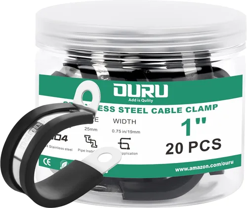 Vista 7 de OURU 10 abrazaderas de cable aisladas acolchadas de acero inoxidable y revestimiento de goma de 1-3/4 pulgadas, abrazaderas de cable y tubería