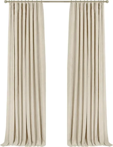 Vista 50 de INOVADAY Cortinas 100% opacas para dormitorio, cortinas opacas de 84 pulgadas de largo, cortinas opacas de lino con anillos de clip, aislamiento