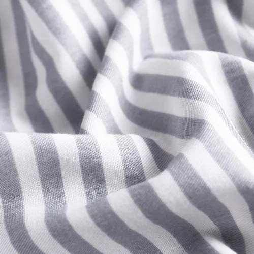 Vista 4 de Wake In Cloud - Juego de funda de edredón a rayas de algodón, rayas de cuadro de granja, 100% ropa de cama de algodón, 3 piezas, gris blanco