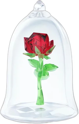 Vista 4 de Swarovski Figura coleccionable de cristal de la Bella y la Bestia, rosa encantada