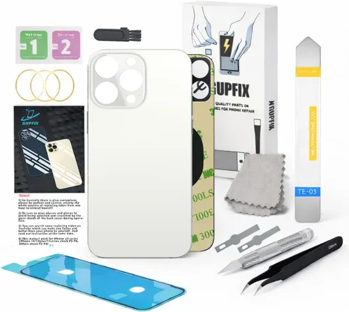 Vista 14 de Reemplazo de cristal trasero para iPhone 13 Pro Max con herramientas de reparación, reemplazo de cubierta trasera de gran agujero para todos