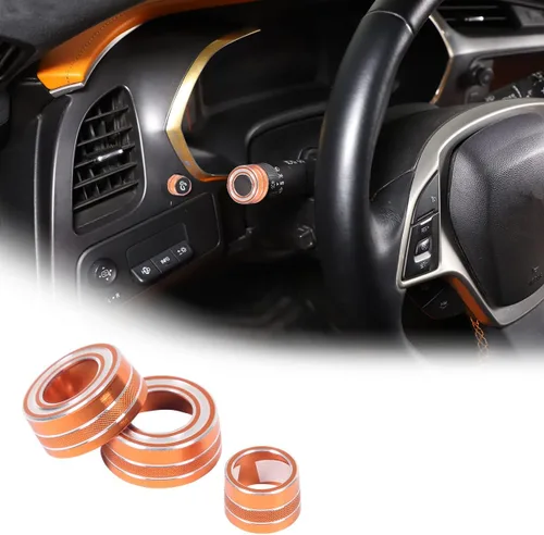 Vista 8 de Cubierta de palanca de ajuste de limpiaparabrisas de automóvil de aleación de aluminio, decoración interior para Chevrolet Corvette C7 2014-2019 Rojo