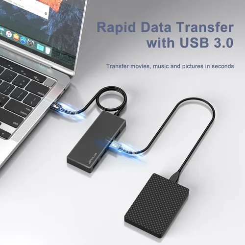 Vista 6 de Hub USB C, divisor USB 3.0 de 4 puertos con transferencia de datos de 5Gbps, divisor USB C para MacBook tipo C, Mac Pro, iMac, Surface, XPS, unidad