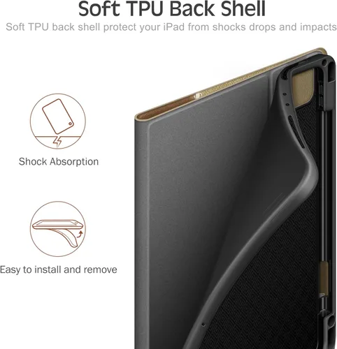 Vista 8 de KingBlanc para iPad Pro 12.9 Funda 6ª/5ª/4ª/3ª generación (2022/2021/2020) con soporte para lápiz, funda inteligente de cuero sintético con soporte