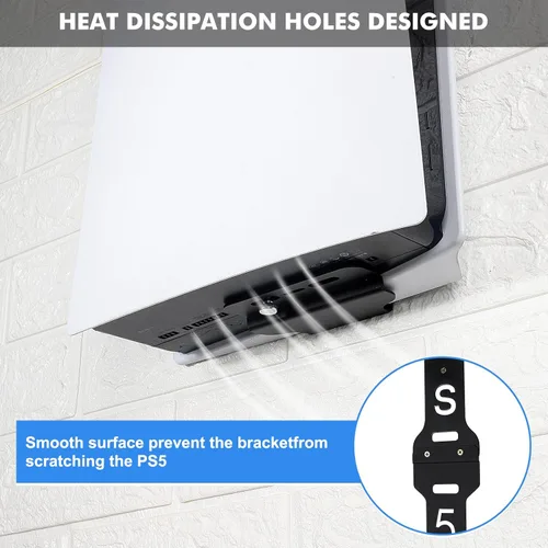 Vista 2 de Wall Mount for PS5, PS5 Holder PS5 wall mount Vertical Stand for PS5 (Disc and Digital), Stealth Mount Iron Holder