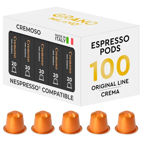 Vista 18 de Grano Milano Cápsulas de café Brasile – 50 cápsulas de café de aluminio compatibles con la línea original de Nespresso, 100% arábica tostado medio