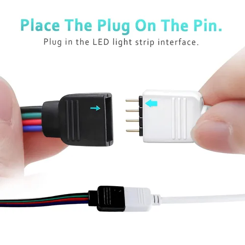 Vista 2 de Extensión de cable Nelyeqwo RGB de 4 pines para tira de luz LED