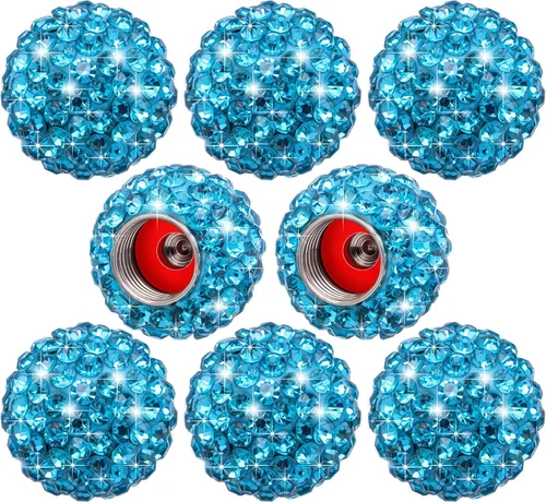 Vista 31 de 4 piezas de tapas de vástago de válvula de neumático con brillo de cristal y diamante, tapas de válvula de neumático de rueda de coche con brillo