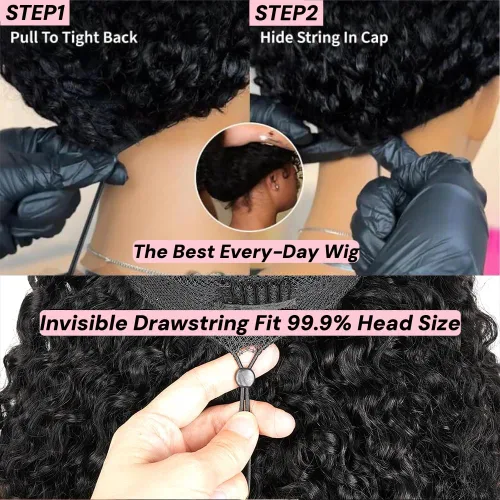 Vista 3 de snv Game Changer - Pelucas con cierre de encaje HD de 5 x 5 pulgadas, cordón invisible, densidad de 220 pulgadas, nudos pequeños blanqueados, línea