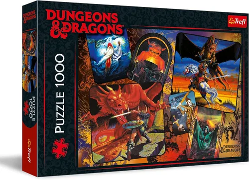 Trefl Dungeons & Dragons Prime - Rompecabezas de 1000 piezas The Origins of Dungeons & Dragons de 27 x 19 pulgadas para fanáticos de la fantasía y