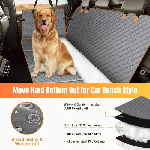 Vista 8 de Funda de asiento de automóvil para perro para asiento trasero, funda de cama de automóvil para perro más grande con parte inferior fuerte, hamaca