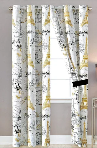 Juego de edredón Sapphire Home de 7 piezas para cama tamaño queen/king con fundas de almohada, diseño de la Torre Eiffel de París, color negro,