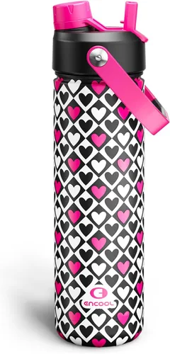 Vista 95 de Botella de agua aislada con popote para niños, botella de agua de acero inoxidable de 12 onzas con boquilla doble, a prueba de fugas, sin BPA, al