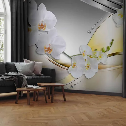 Vista 2 de artgeist Mural de pared Flores Orquídea 77 x 55 pulgadas - Papel tapiz autoadhesivo autoadhesivo extraíble gran adhesivo de aluminio para decoración