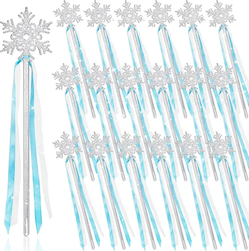 Gejoy Varita mágica de copo de nieve de invierno con temática de copos de nieve de invierno, princesa (12 piezas)