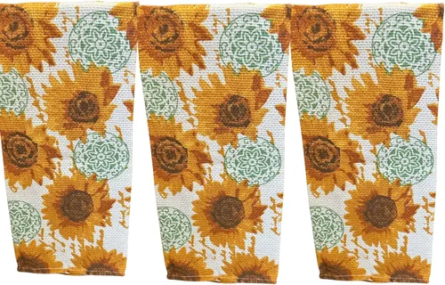 Juegos de decoración de cocina de girasol con manteles individuales de girasol, toallas de cocina de girasol, guante de horno y soporte para ollas,