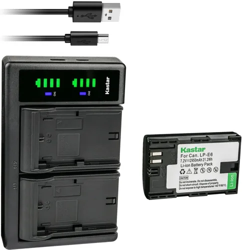 Vista 8 de Kastar Cargador de batería USB LP-E6 LTD2 para Canon LP-E6N, LP-E6NH, Canon EOS 6D, EOS 6D Mark II, EOS 7D, EOS 7D SV, EOS 7D Mark II, EOS 60D, EOS