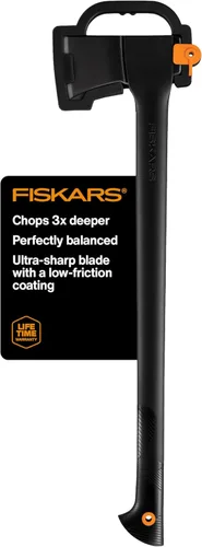 Fiskars Hacha de corte de 28 pulgadas, hoja ultraafilada para leña con facilidad, peso equilibrado, equipo de jardín y exterior, 3.5 libras, color