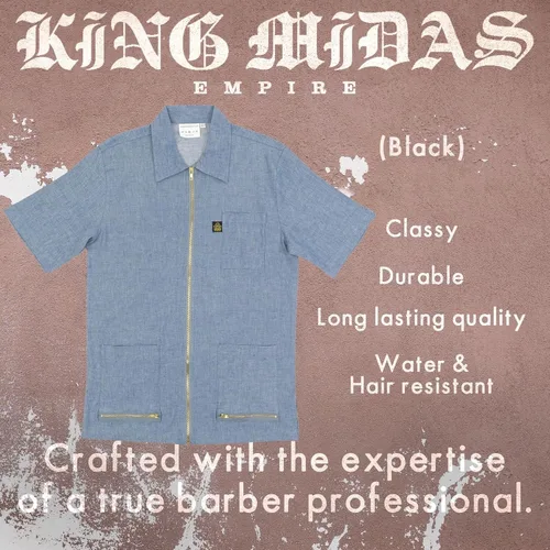 Vista 5 de King Midas Empire Boroughs Barber Jacket - Aspecto único de peluquería - Ajuste cómodo, Azul