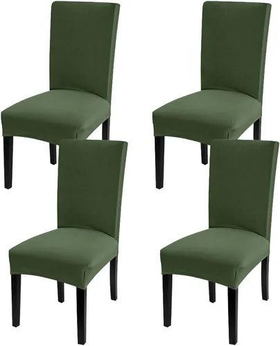Vista 11 de Fuloon Paquete de 4 Fundas Protectoras para Asientos de Sillas de Comedor Súper Ajustadas Elásticas Extraíbles Lavables Cortas para Hotel, Comedor