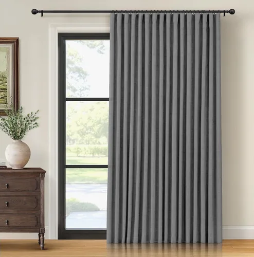 Vista 19 de INOVADAY Cortinas térmicas para puerta corredera 100% opacas para dormitorio, cortinas de puerta corrediza de vidrio extra anchas para patio, lino