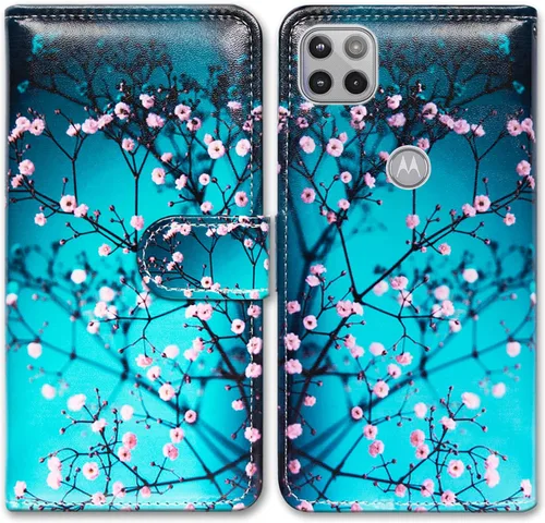 Vista 24 de Bcov Motorola One 5G Ace - Funda de piel con tapa y diseño de pájaro negro, con ranuras para tarjetas, cierre magnético y soporte