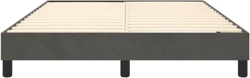 Vista 6 de vidaXL Marco de cama tamaño Queen con somier, terciopelo gris oscuro, diseño moderno, construcción de madera contrachapada de ingeniería duradera