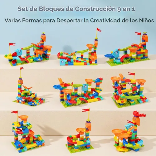 Vista 3 de Bloques de construcción Marble Run para niños de 3 a 8 años, juguete de construcción STEM de pista de catapulta