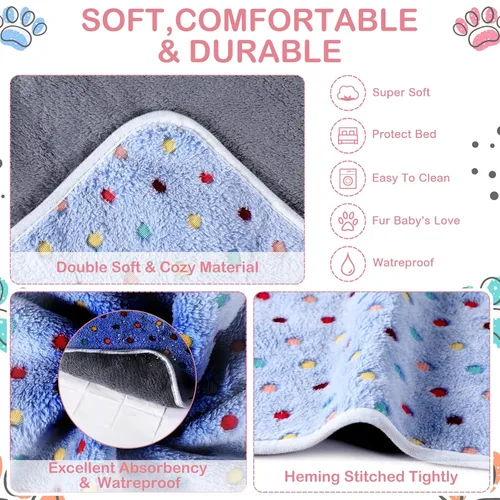 Vista 7 de Reginary 4 mantas impermeables de conejillo de indias lavables de forro polar para animales pequeños, almohadillas de entrenamiento reutilizables