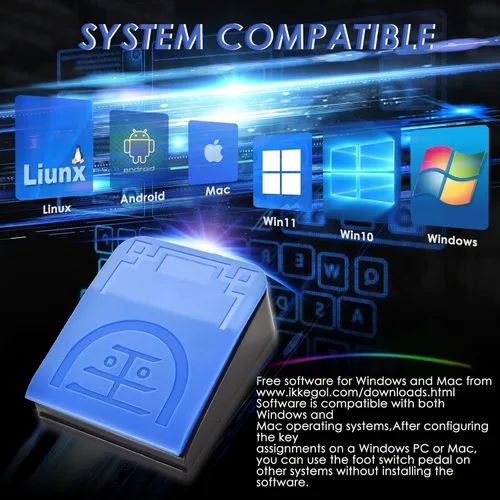 Vista 6 de iKKEGOL Interruptor de pedal de pie USB actualizado 2023 – Control manos libres PC Pedal personalizado teclado programable mouse tecla de acceso