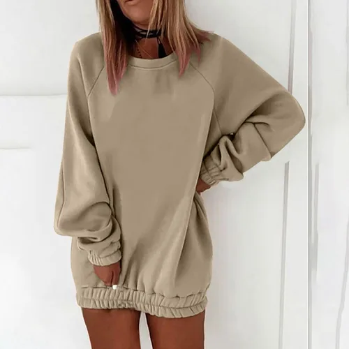 Vista 2 de Comigeewa Women's Solid Sweatshirt Long Sleeves Round Neck Baggy Sweatshirts Pullover Fall Winter Fashion Daily Clothes Cute