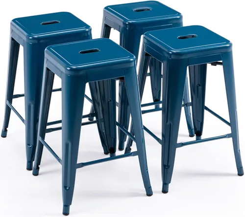 Vista 104 de Taburete Vogue Furniture Direct de 24 pulgadas, taburete de metal sin respaldo, taburete alto para encimera de interior o exterior con asiento
