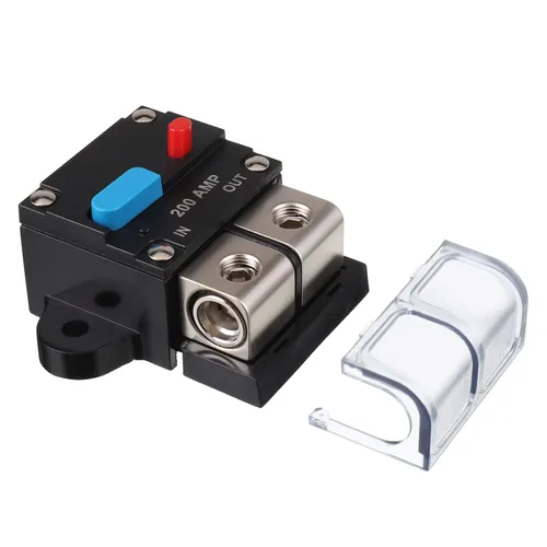 Vista 2 de Disyuntor de circuito reiniciable de 200 A, recuperación automática de 200 amperios con botón de reinicio manual para protección de audio