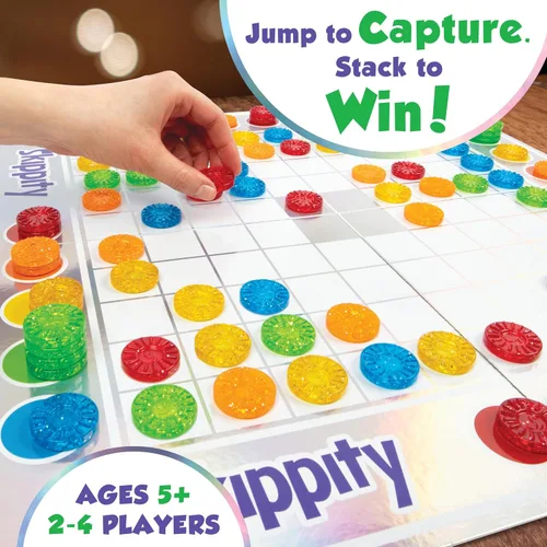 Vista 2 de MindWare Skippity – Jump-and-Capture Board Game for 2 to 4 Players – Twist on Checkers – 100pc – Fun for Kids & Adults, Ages 5+