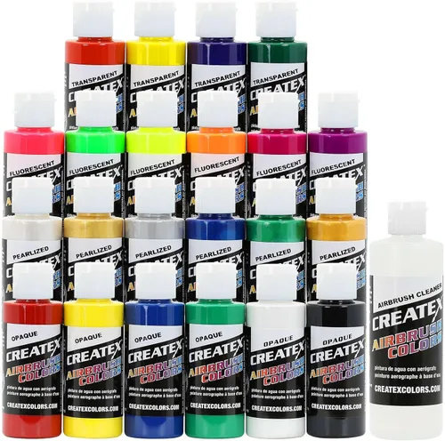 Createx Colors Airbrush Paint - 22 colores y limpiador - 2 oz