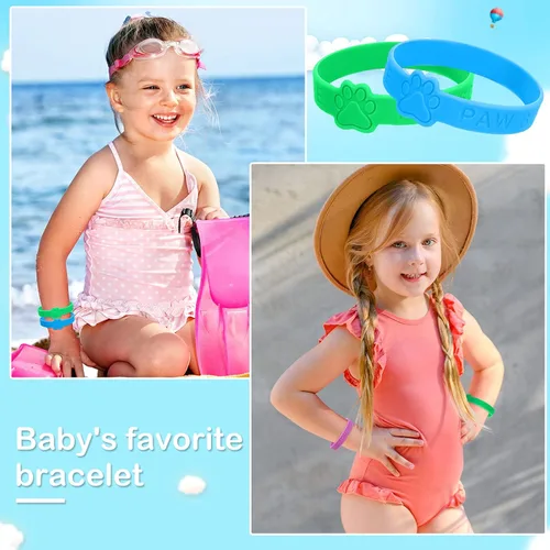 Vista 5 de Jerify 60 pulseras de goma con estampado de patas, pulsera de silicona para regalar a granel, pulseras elásticas de pata de perro, pulsera