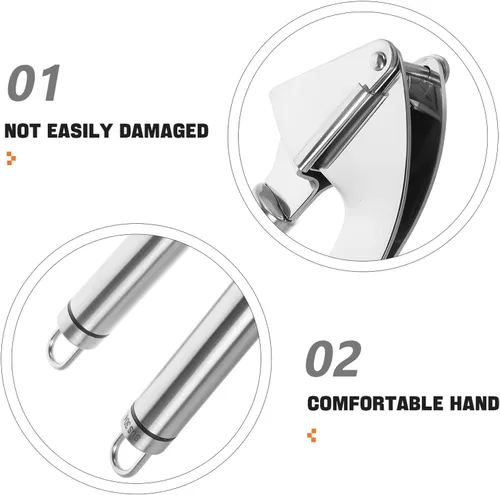 Vista 3 de BESPORTBLE Stainless Steel Garlic Press with Peeler Ergonomic Manual Garlic Crusher and Mincer Tool for Easy Crushing and Ginger Mashing Portable