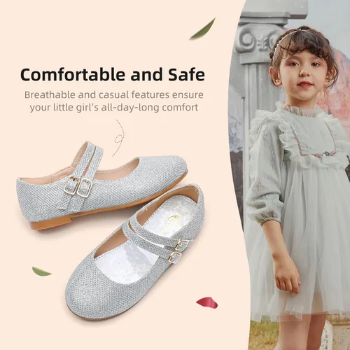 Vista 5 de Zapatos de vestir para niñas, zapatos planos para niñas pequeñas y grandes