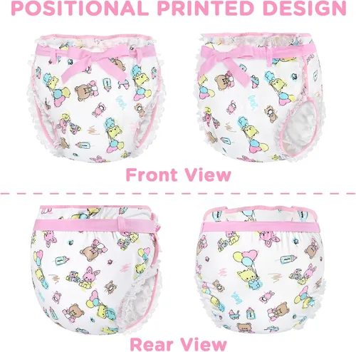 Vista 5 de Littleforbig Silky Adult Ribbon Omutsu Diaper Wrap Cover Washable Adjustable Reusable Waterproof - Baby Cuties