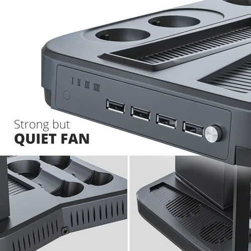 Vista 5 de Skywin PSVR Charging Display Stand - Showcase Cool Charge and Display your PS VR - Compatible with Playstation PS5 Headset Stand Fan Controller